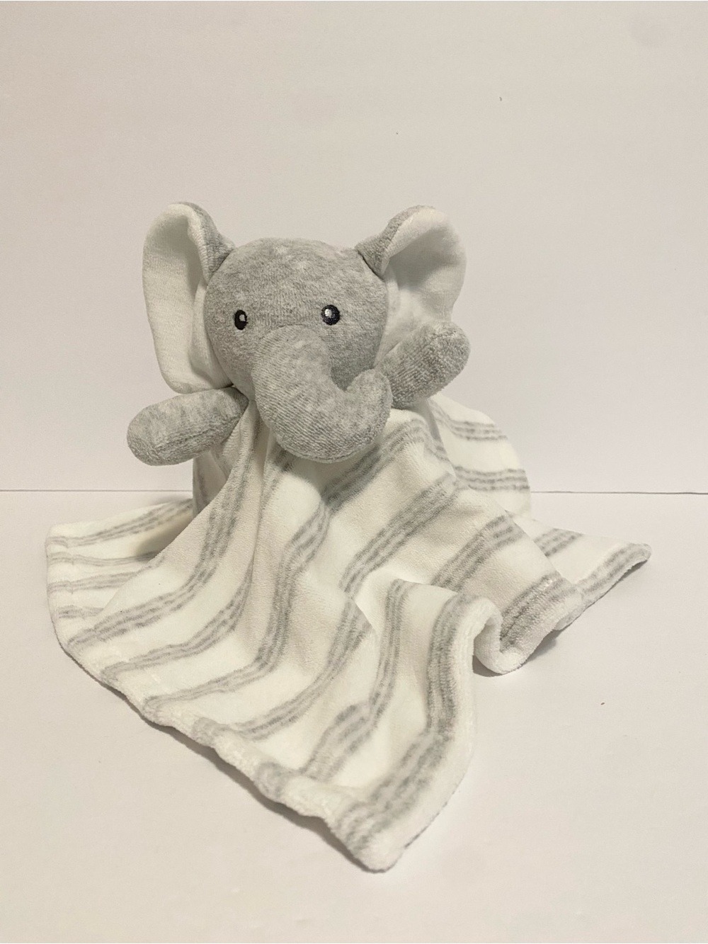 Bloomin Baby Elephant Lovey Grey White Striped Lovie Soft Toy Security Blanket